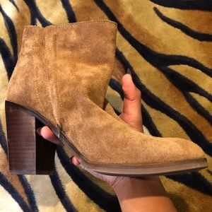 Brown above ankle high booties
